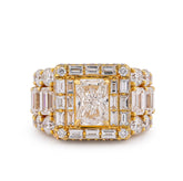 10k Yellow Gold 15CTW Radiant Centre Radiant/Round Lab Diamond Mens Pinky Ring 22.6gm