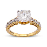 14k Yellow Gold 2.28CTW Centre Round Solitaire Lab Diamond Women Ring 4.9gm