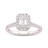 14k White Gold Halo Centre Emerald 1.35CTW Lab Diamond Women Ring 2.9gm