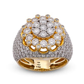 10k Yellow Gold 4CTW FLower Cluster Centre Halo Side Iced Lab Diamond Men Pinky Ring 10.2gm