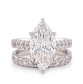 14k White Gold 6CTW Centre Marquise Solitaire Lab Diamond Women Ring 7.9gm