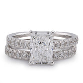 14k White Gold Centre Radiant Solitaire Round 3.30CTW Lab Diamond Women Ring with Band 5.9gm
