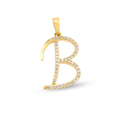 10k Yellow Gold 1g 0.18CTW Natural Diamond Initial "B" Letter Pendant Charm