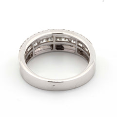 MEN'S THREE ROW ROUND DIAMOND BAND - 10KT WHITE GOLD & 1.41 CTW