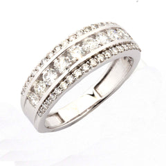 MEN'S THREE ROW ROUND DIAMOND BAND - 10KT WHITE GOLD & 1.41 CTW