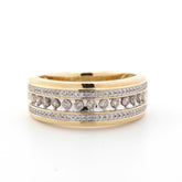 MEN'S THREE ROW ROUND DIAMOND BAND - 10KT YELLOW GOLD & 0.50 CTW