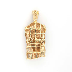 CROWN JESUS HEAD TWO TONE DIAMOND PENDANT - 10KT YELLOW + WHITE GOLD & 4.30 CTW
