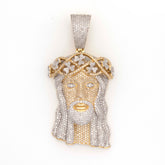 CLOVER CROWN JESUS HEAD DIAMOND PENDANT - 10KT YELLOW + WHITE GOLD & 2.0 CTW