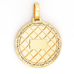 MEMORY THREE ROW BAGUETTE & ROUND DIAMOND PENDANT - 10KT YELLOW GOLD & 3.38 CTW