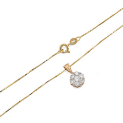 10k Yellow Gold 0.75CT Natural Diamond Flower Cluster Pendant Box Chain Set 2.4g