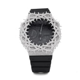 Mens Casio G-Shock GA2100 5.4CTW Natural Diamond Thorns Pattern ICED Bezel All Black Watch