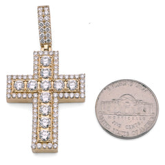 10k Yellow Gold 12.1gm 4.23CTW Lab Grown Diamond Big Pointer Cross Pendant Charm