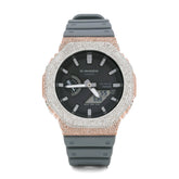 Mens Casio G-Shock GA2100 5CTW Natural Diamond Grey Strap Rose Bezel Watch