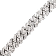 10MM 925 Sterling Silver 39.8gm 6.31CTW Natural Diamond Snake Cuban 8In Bracelet
