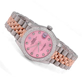 31MM Rolex Datejust 2CTW Natural Diamond Pink Dial Face Diamond Bezel Jubilee Band Rose/White Tone Watch