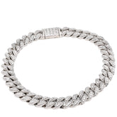 8.5MM 10k White Gold 27.5gm 3.9CTW Natural Round/Baguette Diamond Cuban Bracelet