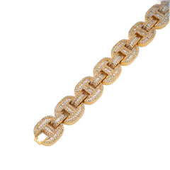 10MM 10k Yellow Gold 24.3gm 4.11CTW Pure Round/Baguette Diamond GG Link Bracelet
