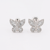 10k White Gold 0.44CTW Round/Baguette Natural Diamond Butterfly 2.2gms Stud
