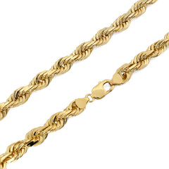 Solid Real 8MM 14k Yellow Gold Rope Chain 26 Inches 182 grams Necklace For Mens