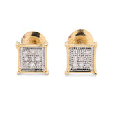 10k Yellow Gold 0.06CTW Natural Diamond Square Studs Men Women Earrings 1g