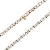 3MM 10k Yellow Gold 9.50CTW Natural Diamond 24gm Illusion Tennis Chain Necklace