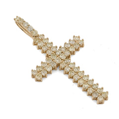 Pure 10k Yellow Gold 1.2CTW Natural Diamond Cluster Cross Pendant 2.2gms Charm