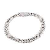 8MM 925 Sterling Silver 23.8g 3.9CTW Natural Diamond Snake Cuban Bracelet 8 Inch