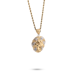 1/10th 10k Gold Bonded 925 Diamond Cut 3D Two Tone Lion Head Pendant 2.3g Charm