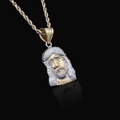 1/10th 10k Gold Bonded 925 Jesus Head Pendant Two Tone Religious 1.8gms Charm