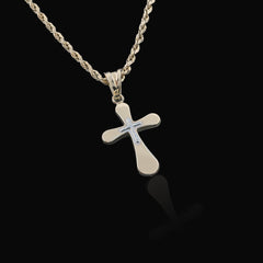 Two Tone 1/10th 10k Gold Bonded 925 Silver Diamond Cut Cross Pendant 0.7gm Charm