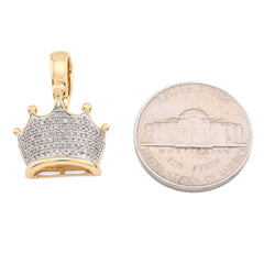10k Real Yellow Gold 0.3CTW Natural Diamond Crown King Pendant 3.3gms Mens Charm