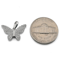 10k White Gold 0.26CTW Natural Diamond Butterfly Pendant 1.4g Womens Charm