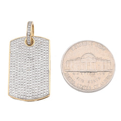 10k Yellow Gold 0.65CTW Natural Pave-Set Diamond Dog Tag Pendant 4.1g Mens Charm