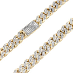 11.5MM 10k Yellow Gold 9.7CTW Natural Diamond Cuban Link Chain 128.6gms Necklace