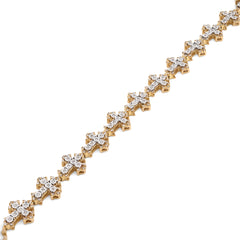 9.4MM 10k Yellow Gold 14gms 3.5CTW Natural Diamond Cross Link Bracelet 8 Inches