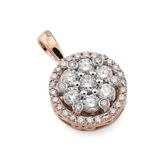 10k Rose Gold 1CTW Natural Diamond Flower Cluster Round Pendant 1.6g Women Charm