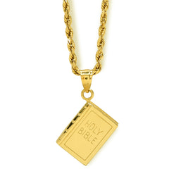 10k Yellow Gold Holy Bible Pendant 2.5g Religious Charm For Mens Womens