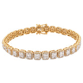 6MM 10k Yellow Gold 18.2g 4.12CTW Natural Round/Baguette Diamond Tennis Bracelet