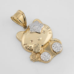1/10th 10k Gold Bonded 925 Two Tone Hello Kitty Pendant 4gms Womens Cute Charm