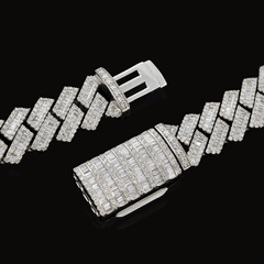 12MM 10k White Gold 16-5/8CTW Diamond Cuban Mens Necklace 165gms 22Inch Chain