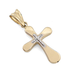 Two Tone 1/10th 10k Gold Bonded 925 Silver Diamond Cut Cross Pendant 0.7gm Charm