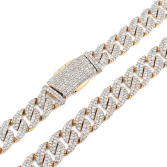 8MM 10k Yellow Gold 9 CTW Natural Diamond Cuban Link Chain 20In 36.8gms Necklace