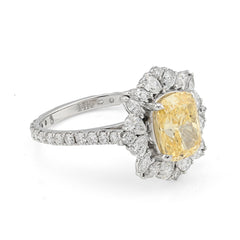 14k White Gold 3.15CT Lab Diamond Yellow Oval Solitaire w/ Pear Stone 3.9g Ring