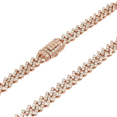 10k Rose Gold 62.4g 18CTW Natural Diamond 8MM Cuban Link Chain 21 Inch Necklace