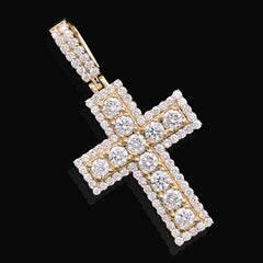 10k Yellow Gold 12.1gm 4.23CTW Lab Grown Diamond Big Pointer Cross Pendant Charm