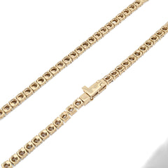 3MM 10k Yellow Gold 9.50CTW Natural Diamond 24gm Illusion Tennis Chain Necklace