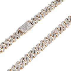 8MM 10k Yellow Gold 9.5CTW Natural Diamond 22In Cuban Link Chain 54.6gm Necklace
