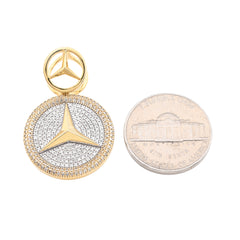 10k Yellow Gold 0.63CTW Pure Diamond ICED Mercedes Benz Logo Pendant 5.5g Charm
