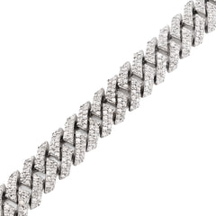 8MM 925 Sterling Silver 23.8g 3.9CTW Natural Diamond Snake Cuban Bracelet 8 Inch
