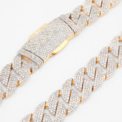 12MM 10k Yellow Gold 20.05 CTW 73.1gms Natural Diamond Cuban Chain 22In Necklace